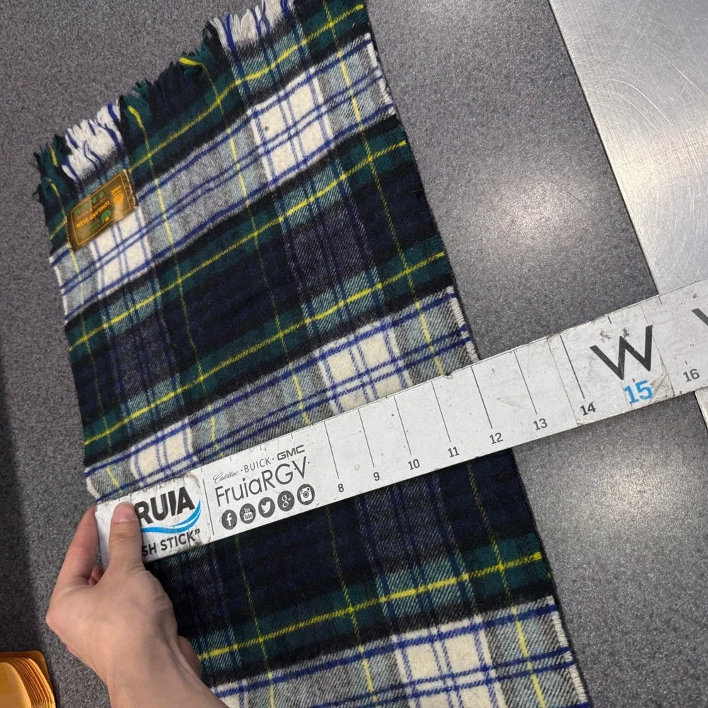 Lowland Glen Scarf Unisex OS Blue Green Plaid Good Wool Tartan Made in Scotland